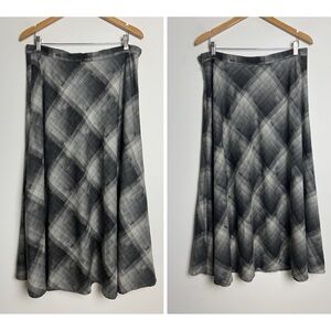 Vintage Austin Reed Gray 100% Worsted Wool Lined A-Line Midi Skirt Size 16